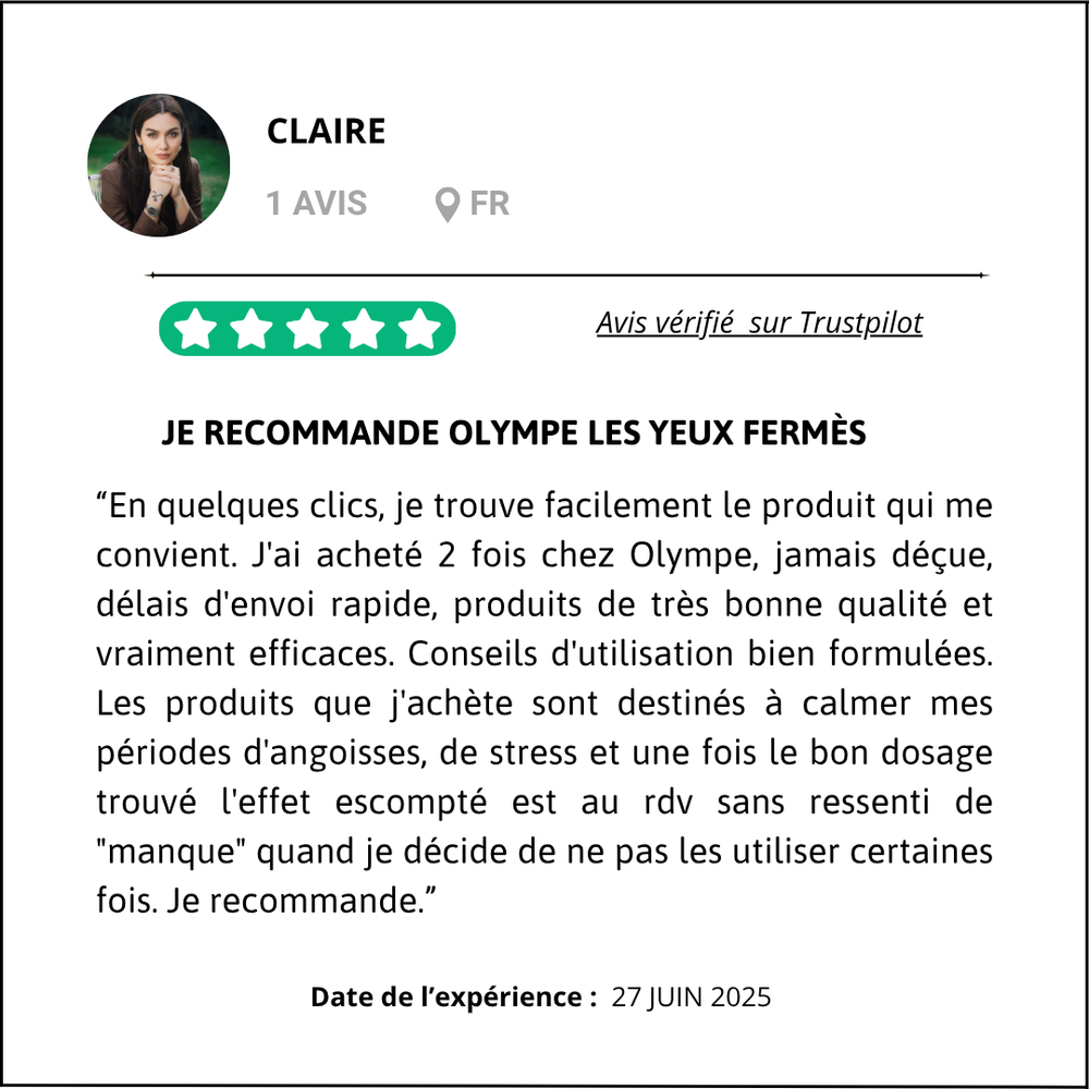 Avis clients huiles essentielles Olympe CBD